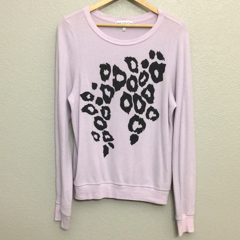 Wildfox pale pink leopard spot jumper